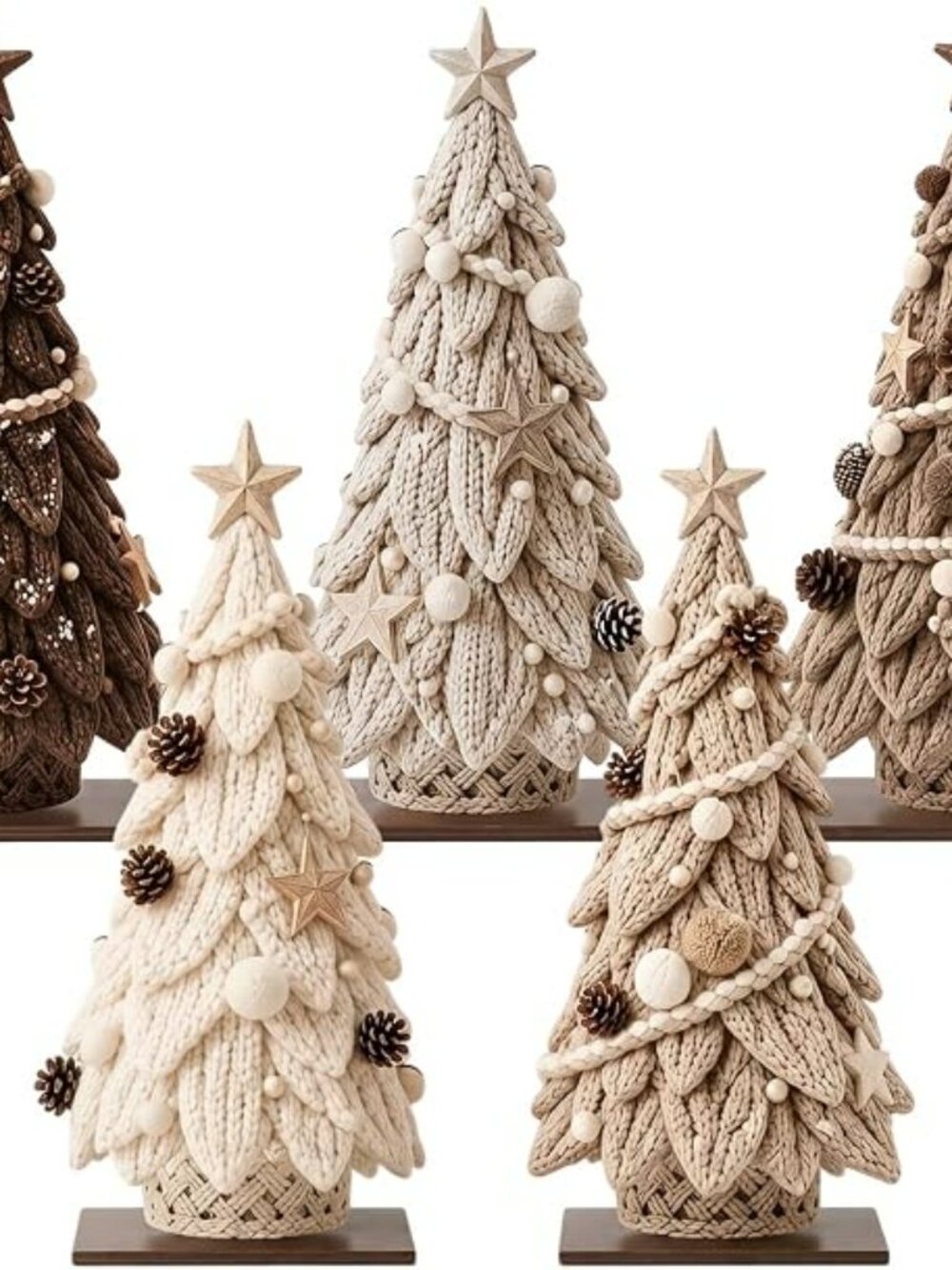 Barydat 5 Pcs Wooden Christmas Tree Tabletop Decor